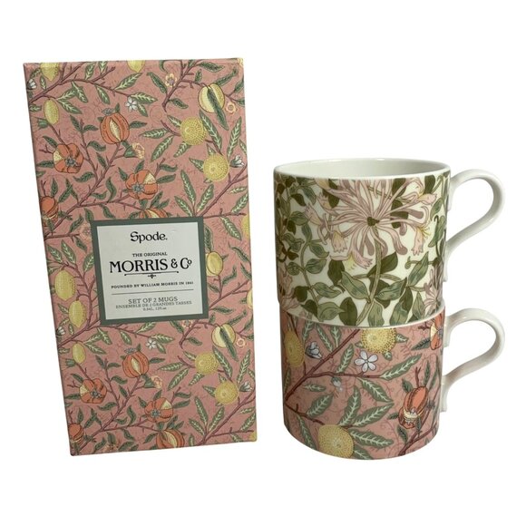 Set of Two Spode William Morris Fruit/Honeysuckle Mug Pair NIB Shabby Chic - Picture 1 of 4